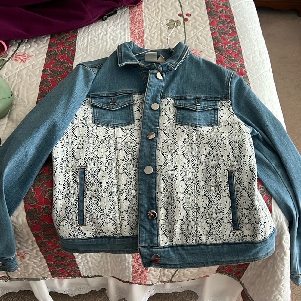 Brand New never worn Rafaella Sport Lace covered Jean Jacket